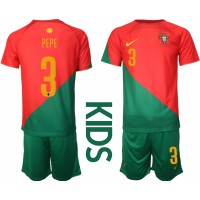 Dres Portugalsko Pepe #3 Domáci pre deti MS 2022 Krátky Rukáv (+ trenírky)